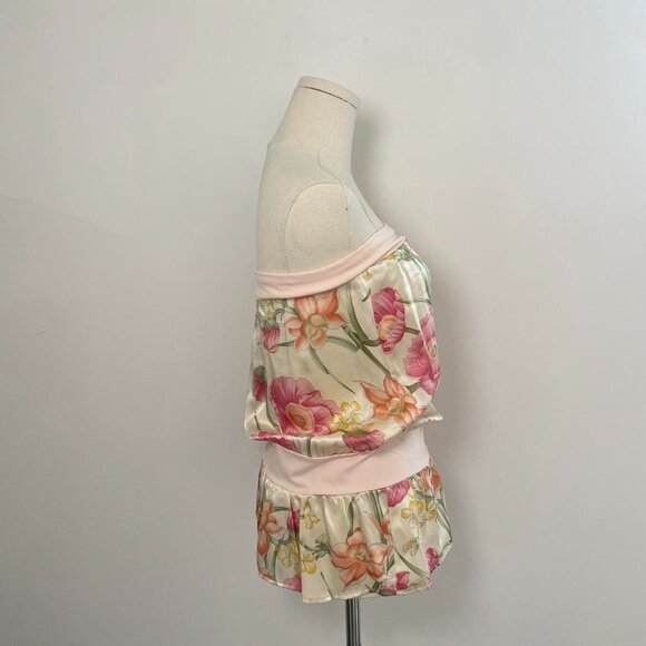 Vintage Y 2 K Bordeaux Seamless Silk Floral Tube Top | Women’s Size OS /Small - Picture 2 of 6